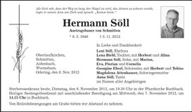 Traueranzeige Hermann Söll