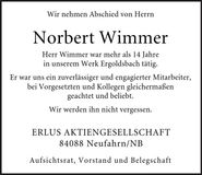 Traueranzeige Norbert Wimmer