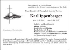 Traueranzeige Karl Ippenberger