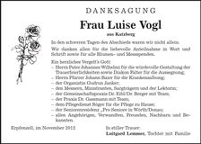 Traueranzeige Luise Vogl