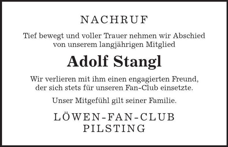 Traueranzeige Adolf Stangl
