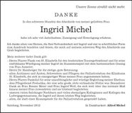 Traueranzeige Ingrid Michel