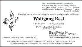 Traueranzeige Wolfgang Besl