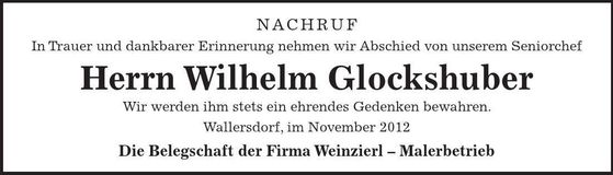 Traueranzeige Wilhelm Glockshuber