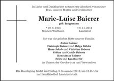 Traueranzeige Marie-Luise Baierer