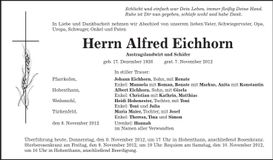 Traueranzeige Alfred Eichhorn