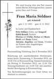 Traueranzeige Maria Söldner