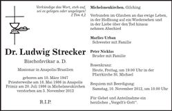 Traueranzeige Ludwig Strecker