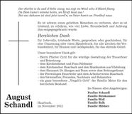 Traueranzeige August Schandl
