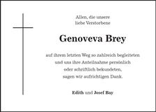 Traueranzeige Genoveva Brey