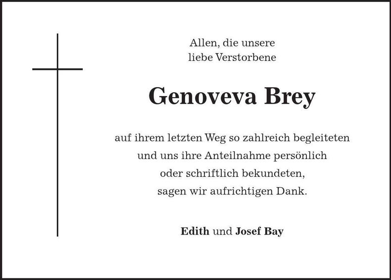 Traueranzeige Genoveva Brey
