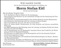 Traueranzeige Stefan Eitl