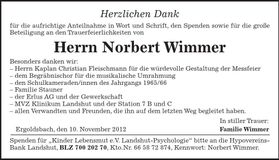 Traueranzeige Norbert Wimmer