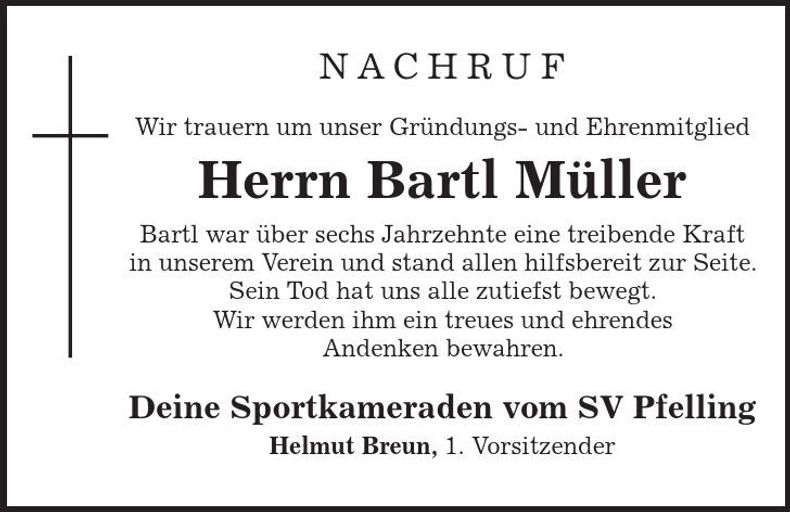 Traueranzeige Bartl Müller