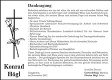 Traueranzeige Konrad Högl