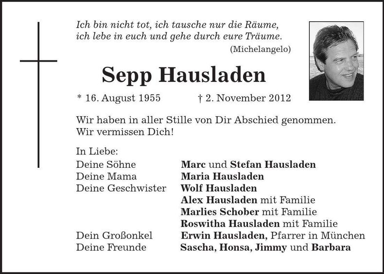 Traueranzeige Sepp Hausladen