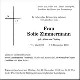 Traueranzeige Sofie Zimmermann