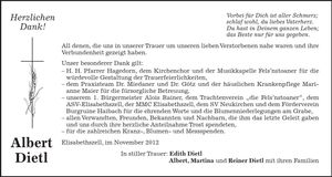 Traueranzeige Albert Dietl