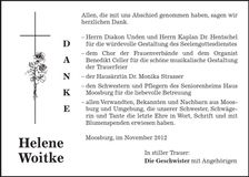 Traueranzeige Helene Woitke
