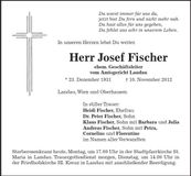 Traueranzeige Josef Fischer