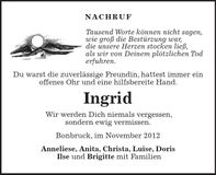Traueranzeige Ingrid Bachmaier