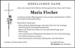 Traueranzeige Maria Fischer