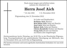 Traueranzeige Josef Aich
