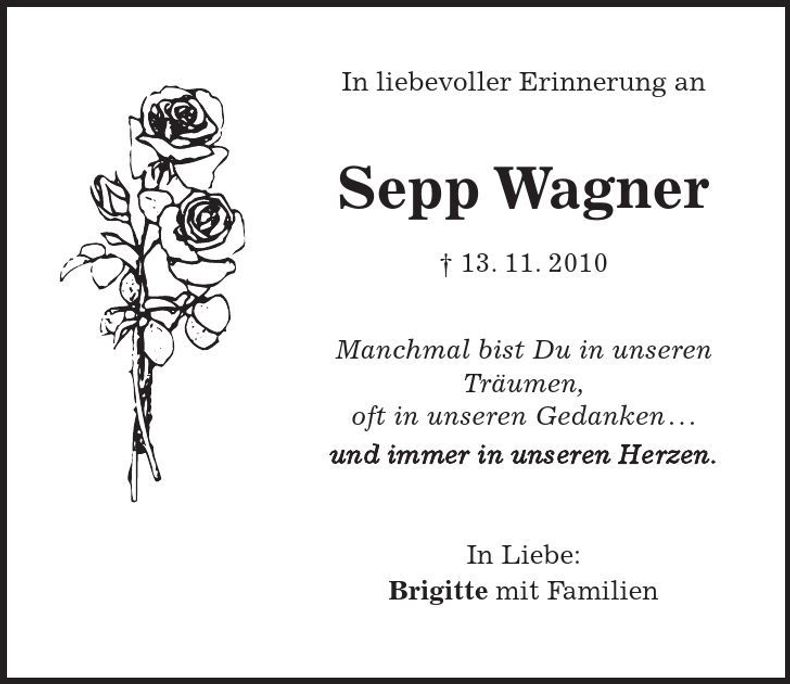 Traueranzeige Sepp Wagner