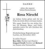 Traueranzeige Rosa Nirschl