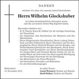 Traueranzeige Wilhelm Glockshuber