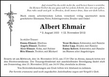 Traueranzeige Albert Ehmair