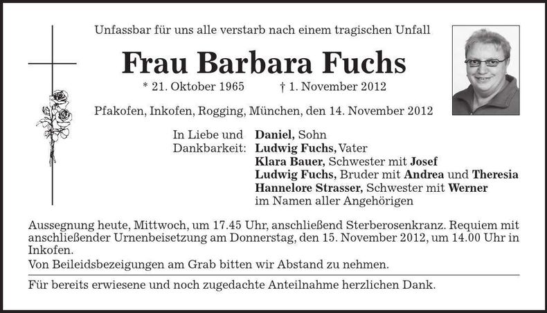 Traueranzeige Barbara Fuchs
