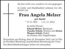 Traueranzeige Angela Melzer