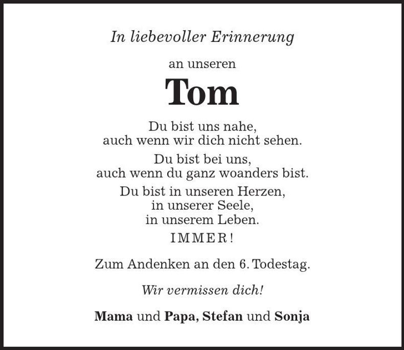 Traueranzeige Tom 
