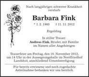 Traueranzeige Barbara Fink