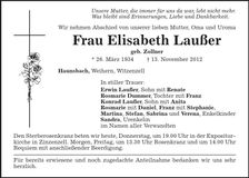 Traueranzeige Elisabeth Laußer