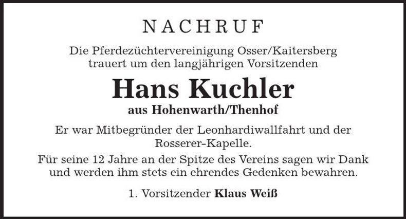 Traueranzeige Hans Kuchler