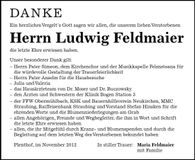 Traueranzeige Ludwig Feldmaier
