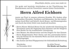 Traueranzeige Alfred Eichhorn