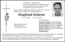 Traueranzeige Siegfried Schrott