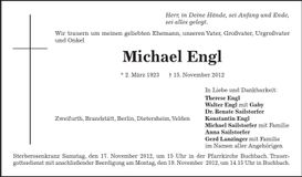 Traueranzeige Michael Engl