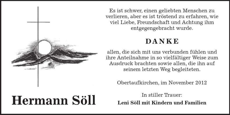 Traueranzeige Hermann Söll