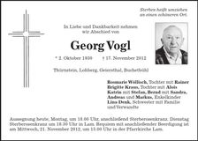 Traueranzeige Georg Vogl