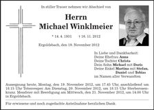 Traueranzeige Michael Winklmeier