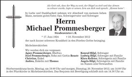 Traueranzeige Michael Prommesberger