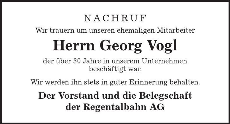 Traueranzeige Georg Vogl