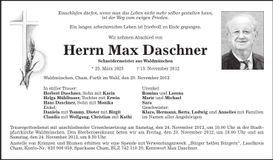 Traueranzeige Max Daschner