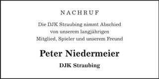 Traueranzeige Peter Niedermeier