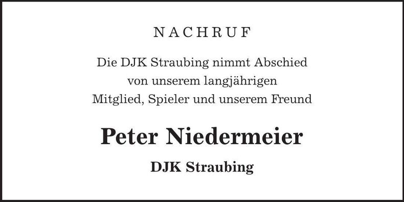 Traueranzeige Peter Niedermeier