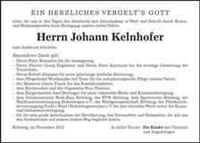 Traueranzeige Johann Kelnhofer